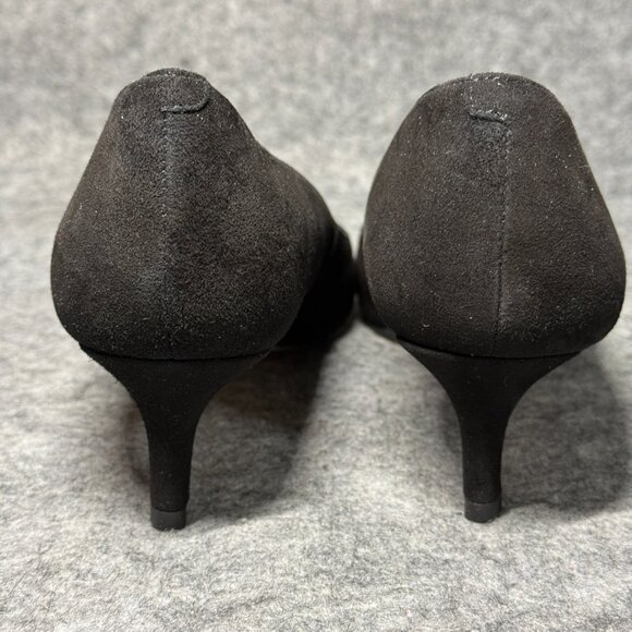 Talbots Erica 50 Pumps - Size 6 - Black Suede Pointy Toe Shoes - Made In Brazil - Picture 5 of 13